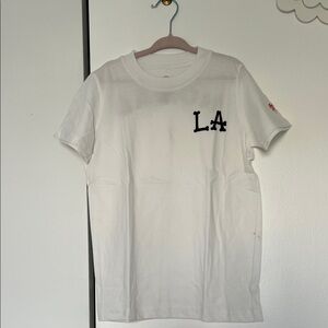 Nomad White Tee with Black LA Logo